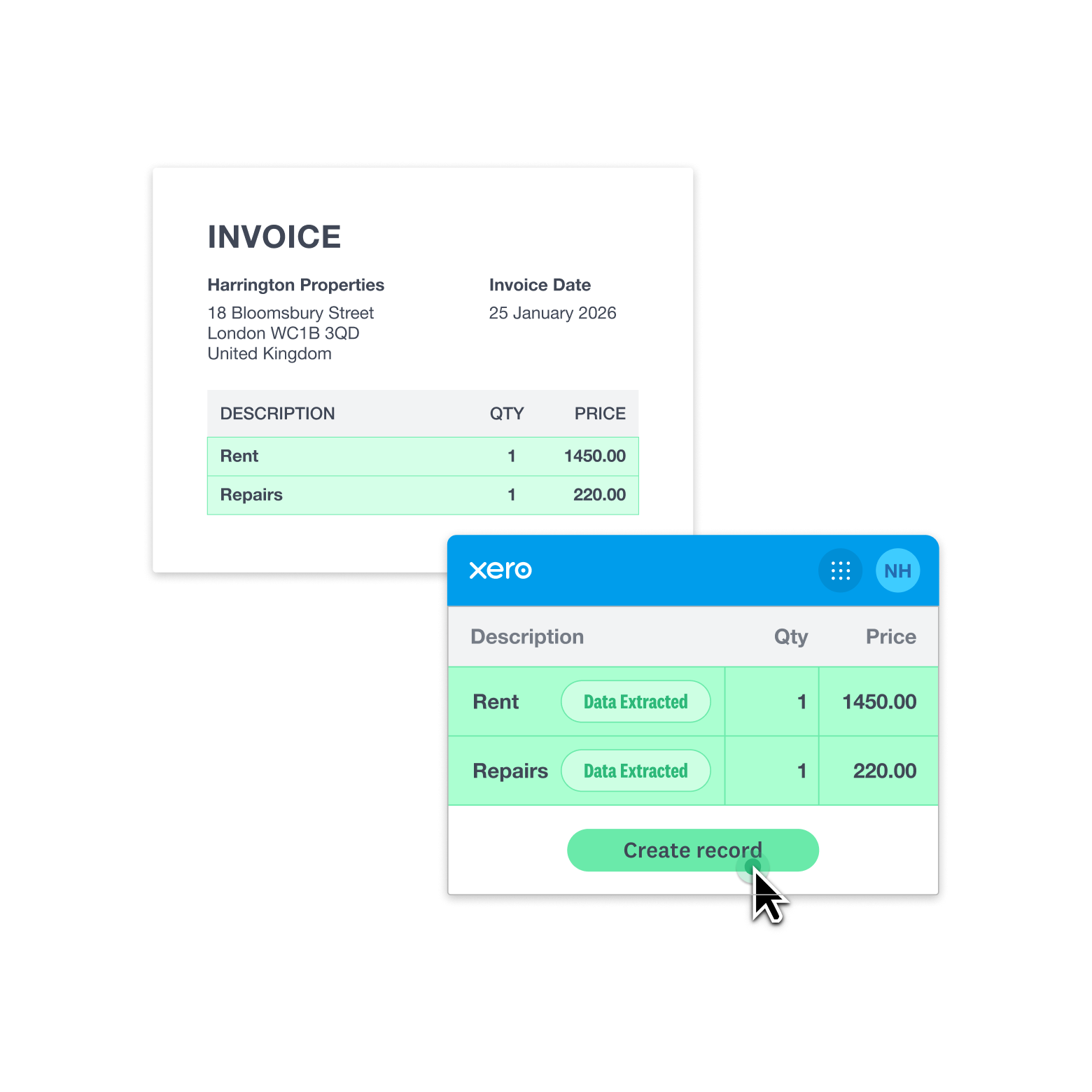 Capture data from a property management invoice to create an accurate financial record with Xero’s digital software.